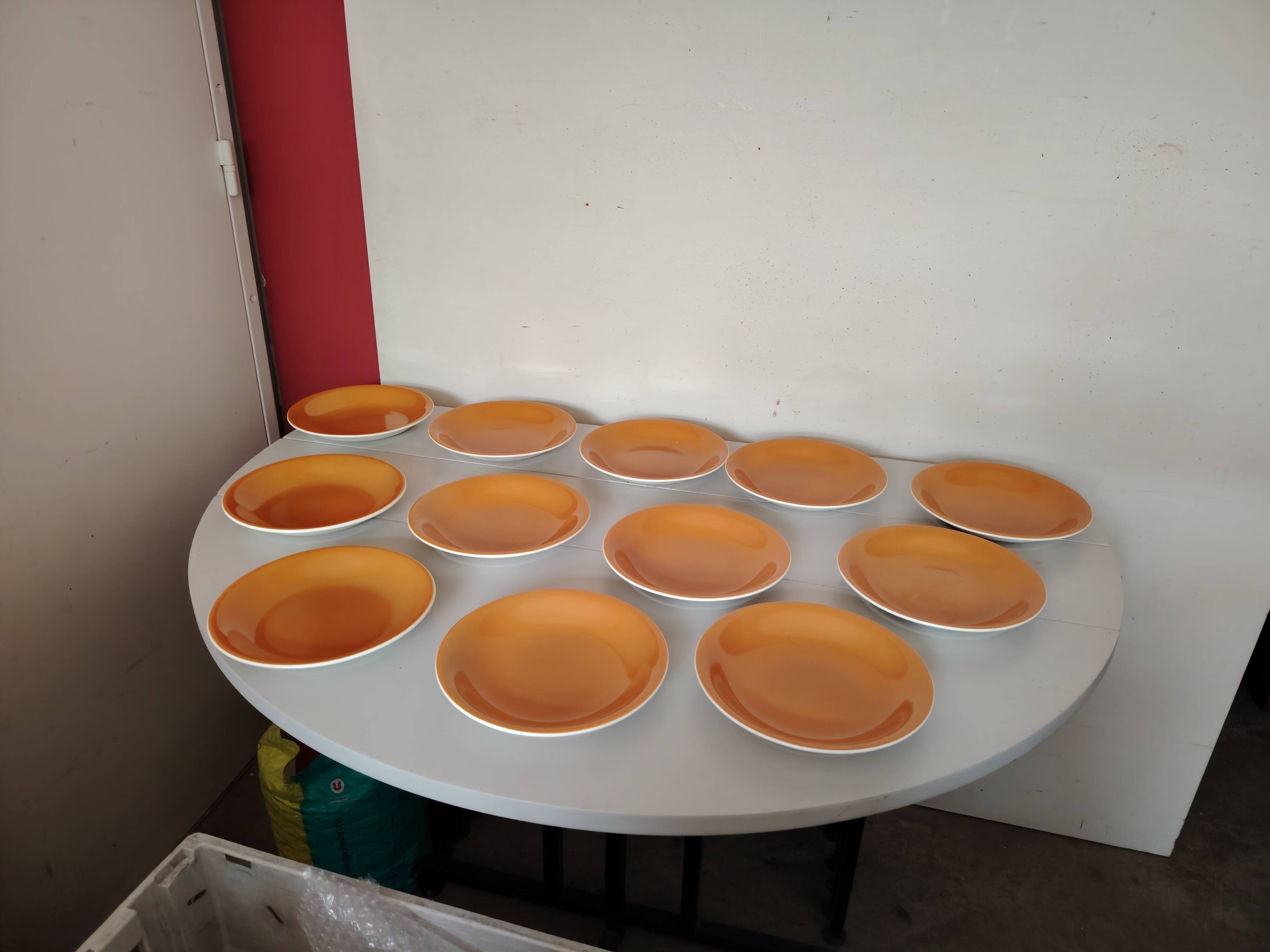 Orange dinner service from Salins