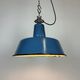 Industrial Blue Enamel Factory Lamp with Cast Iron Top, 1960s