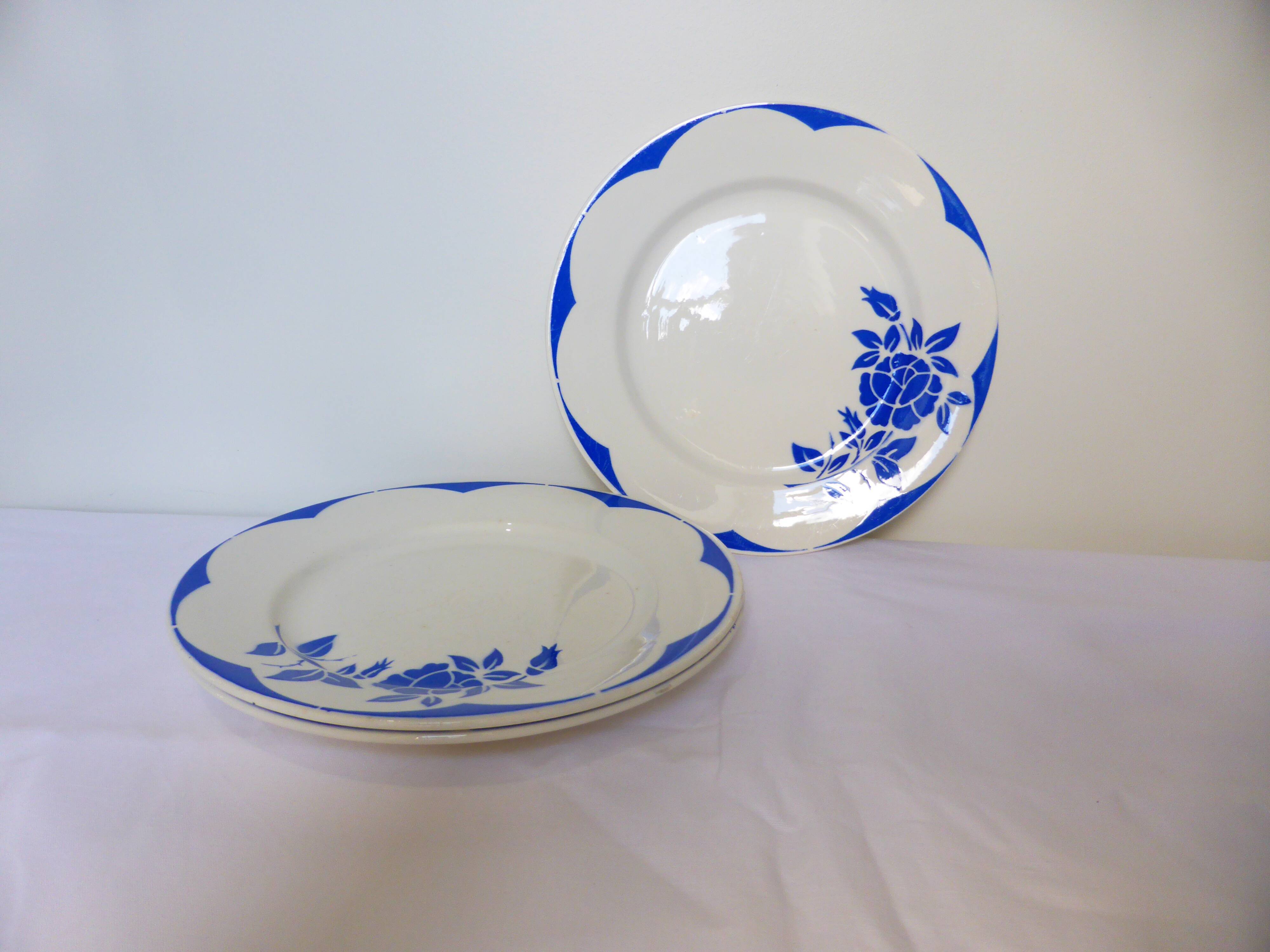 3 flat plates of Digoin Sarreguemines model Corsica