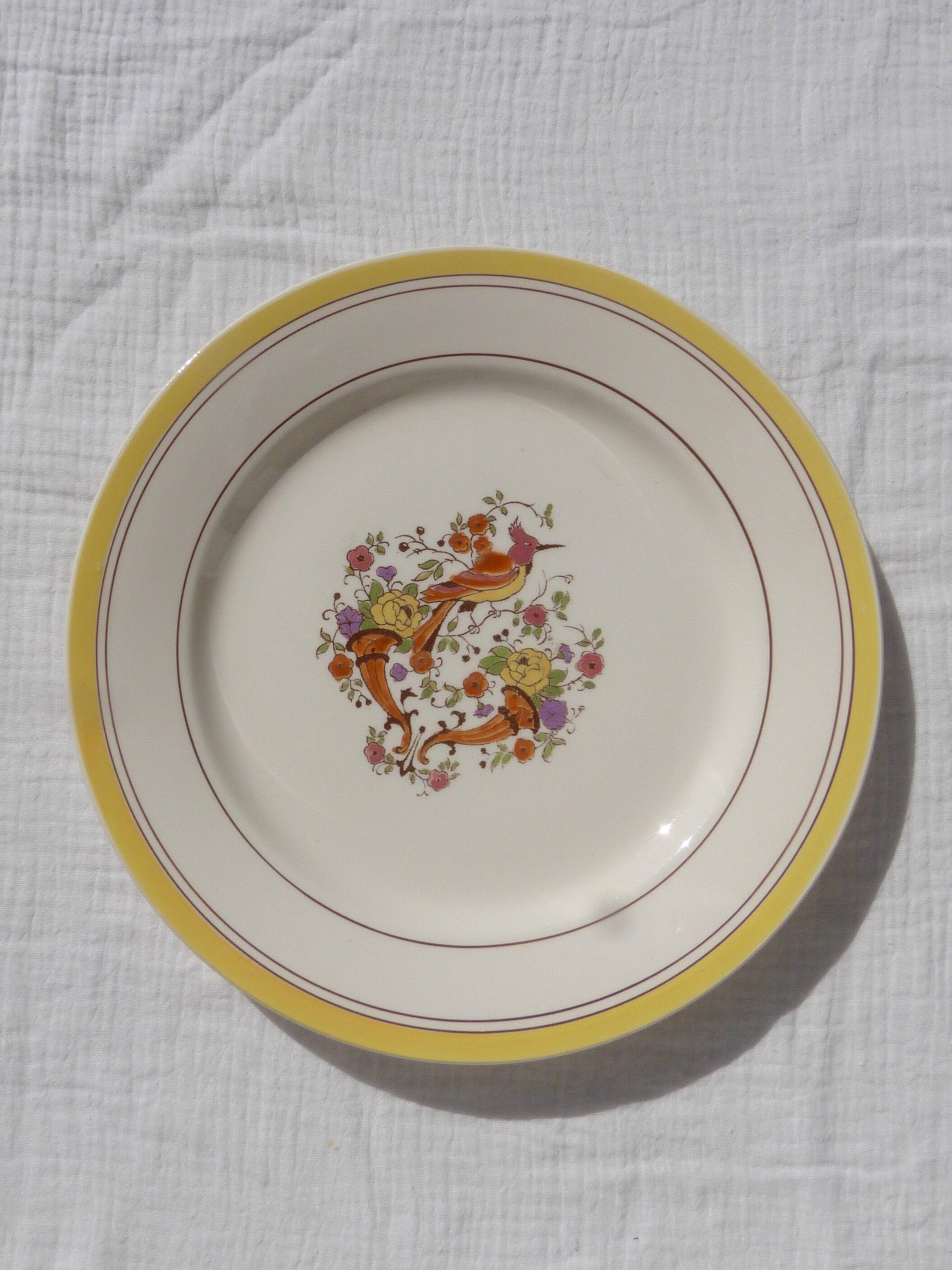 Set de 5 assiettes oiseau Boch la Louvière
