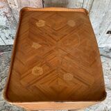 Antique Nightstand Louis XV Style Inlay Wood 3 Drawers Wine