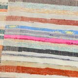 7x9 Mid Century Modern Handmade Striped Vintage Kilim Rug, 184x271Cm