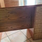 Wooden and rattan desk