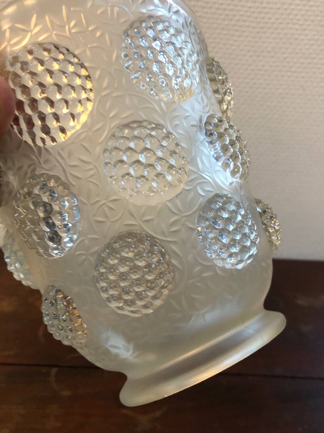 Vintage Verlys glass vase with cabochons