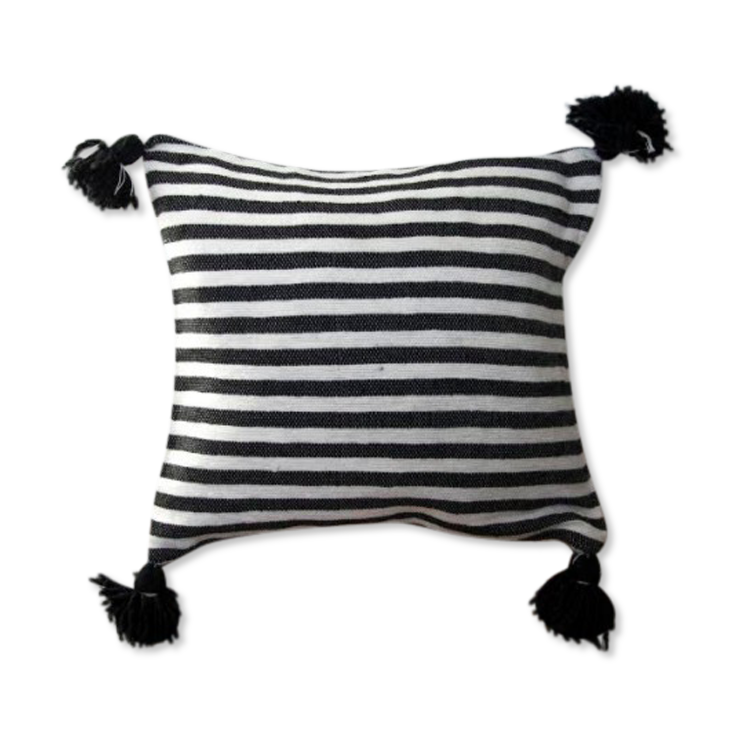 Coussin berbère blanc et noir lignes moyennes