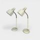Pair of BJS desk lamps in white lacquered steel and brass – Sweden 1960s