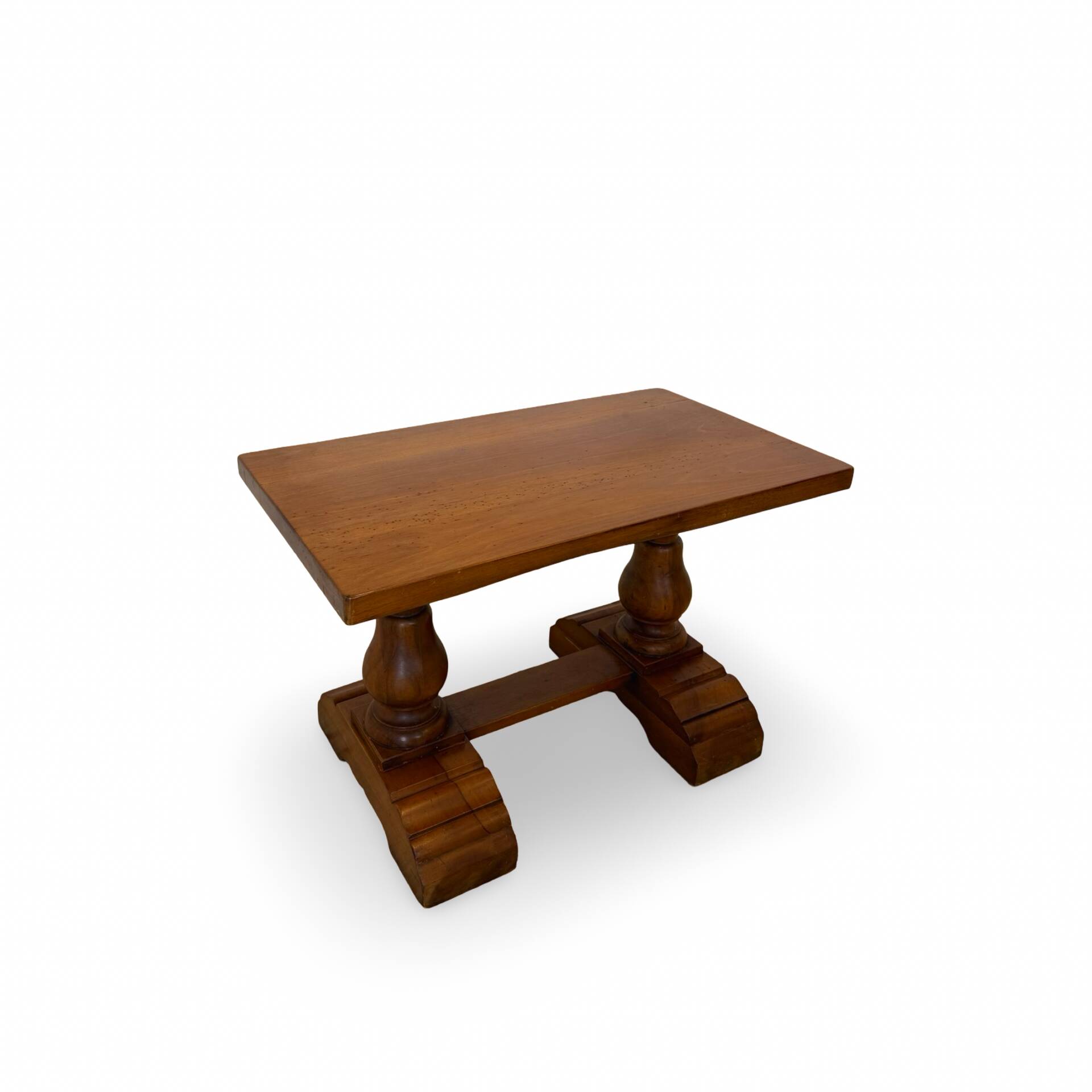 A small, rustic walnut wooden table, crafted from solid walnut wood, 1