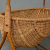 Ancient cradle in exotic wood bamboo style and mulch