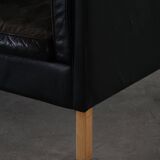 Mogens Hansen, 2-seater canapé mid-century, patinated black leather, 1970s.