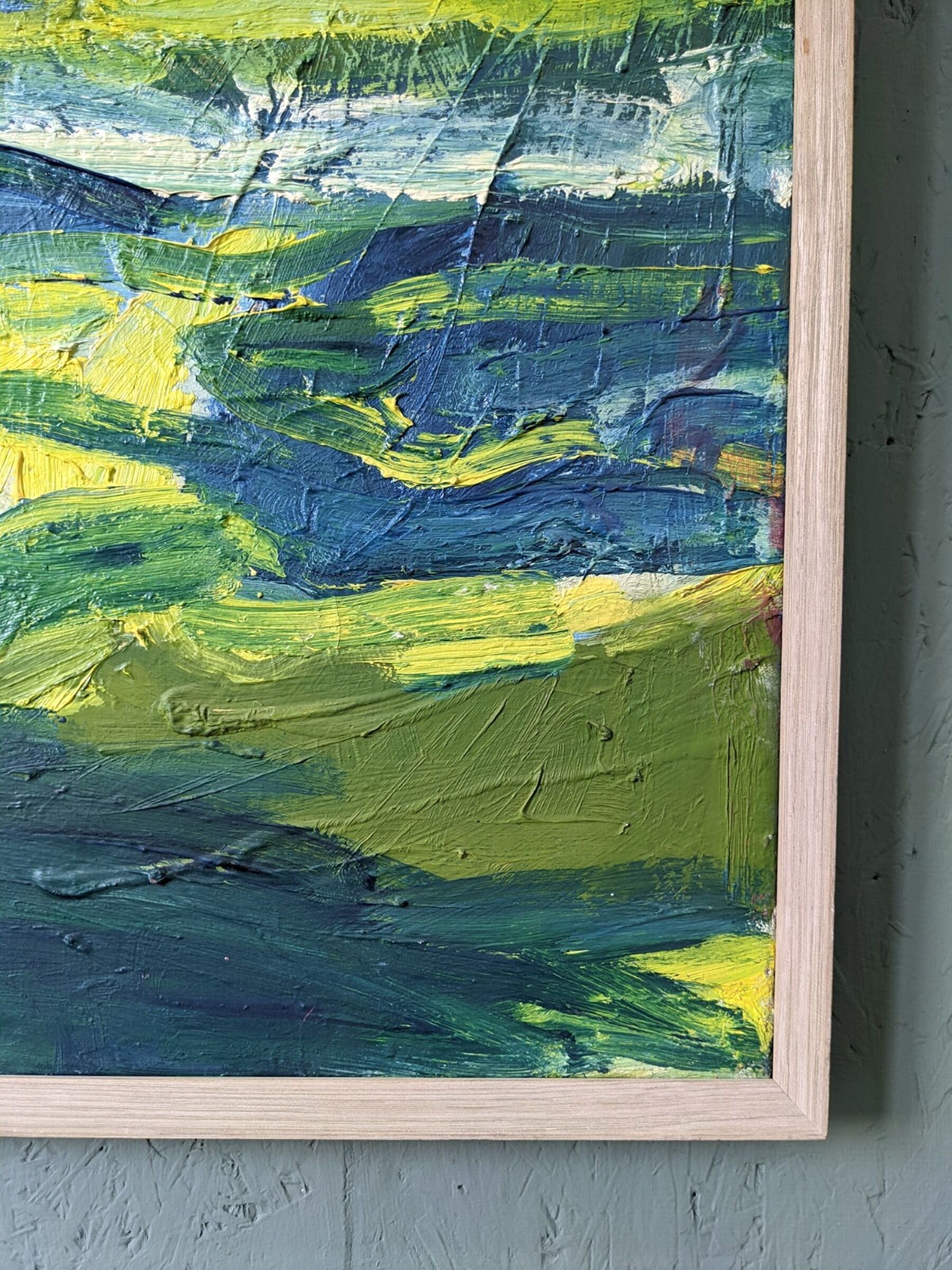 Mid-Century Modern Swedish "Waves" Vintage Abstract Oil Painting, Framed