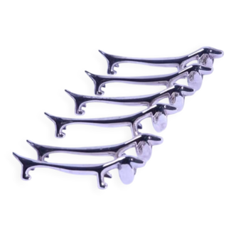 6 vintage metal dog-shaped knife holders