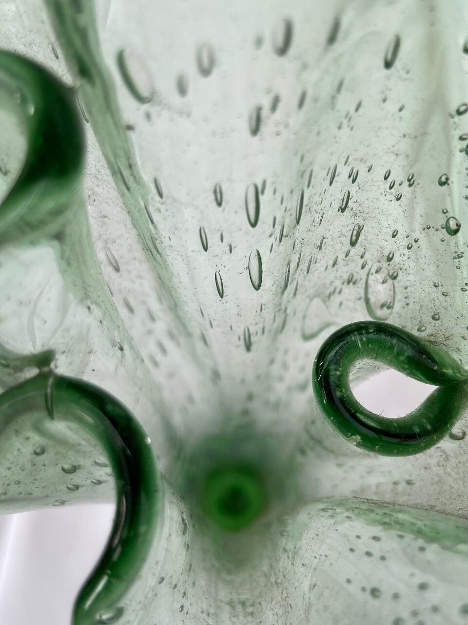 Green Biot blown glass vase