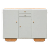 Buffet bas vintage rénové style Mado – Céladon Libéron et bois naturel – 13