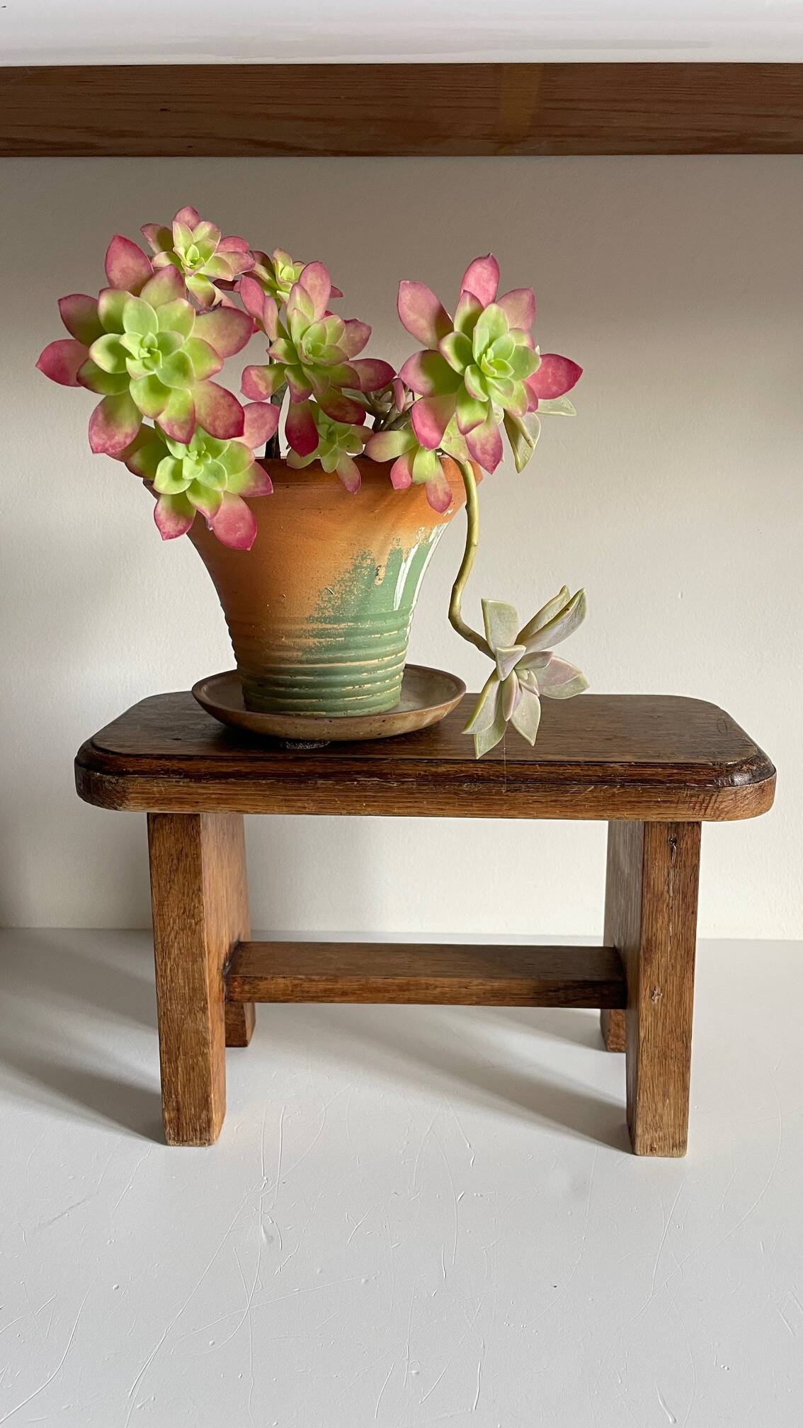 Vintage solid oak stool