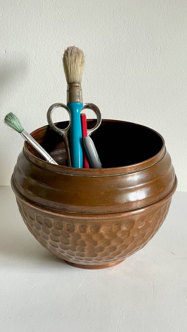 CACHE-POT par VILLEDIEU Cuivre à Patine Vintage