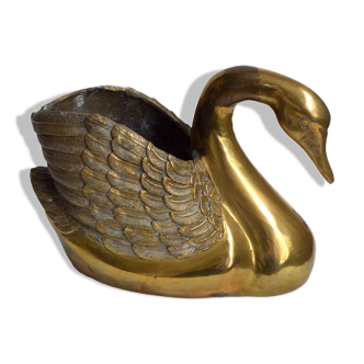 XXL brass swan pot cover
