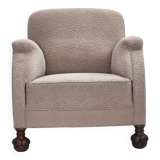 1950s, Danish artdeco armchair, furniture wool, oak wood legs.