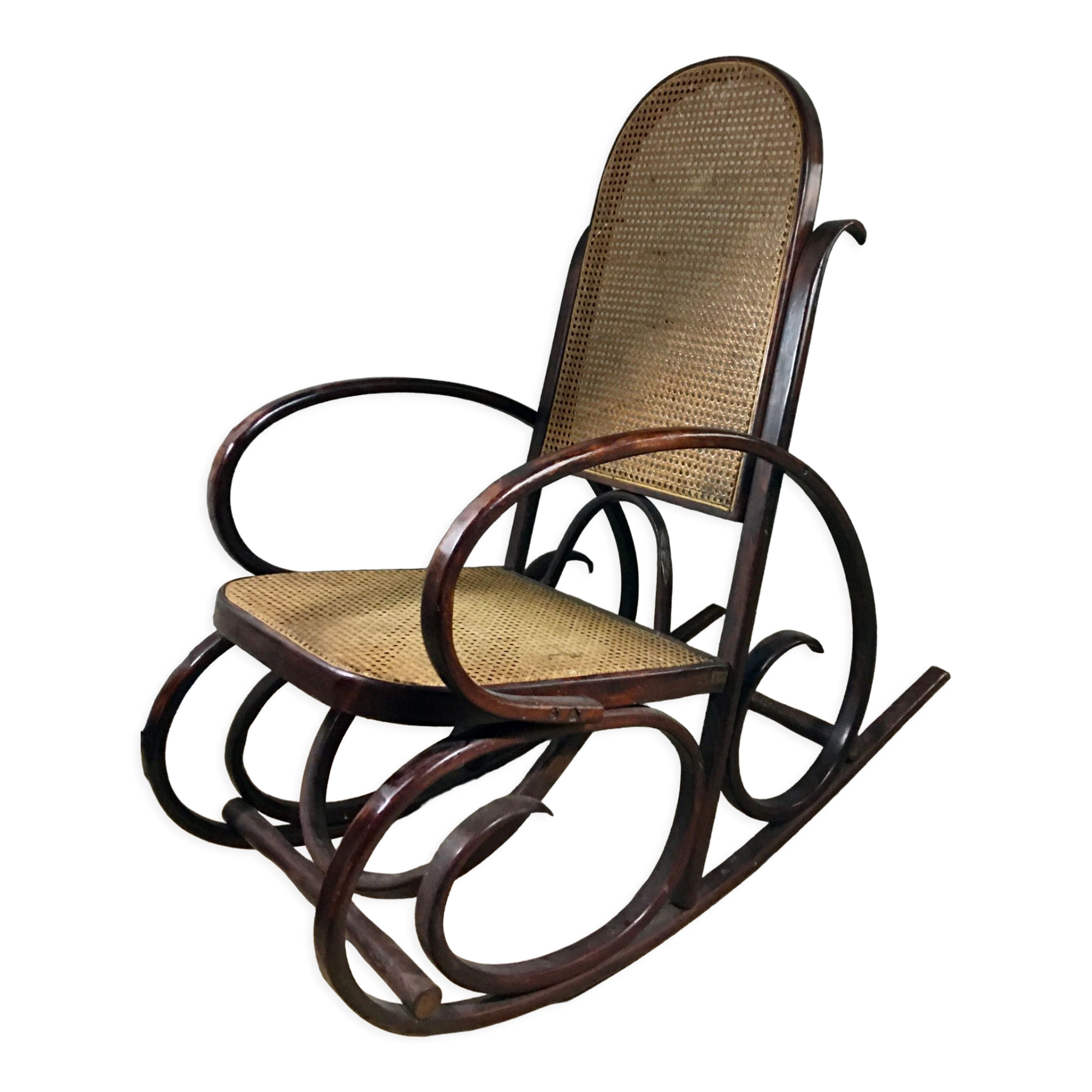 Rocking-chair canne bois courbé 1930