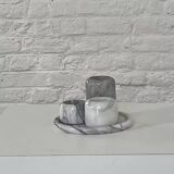 Set of marble candle holders with base
