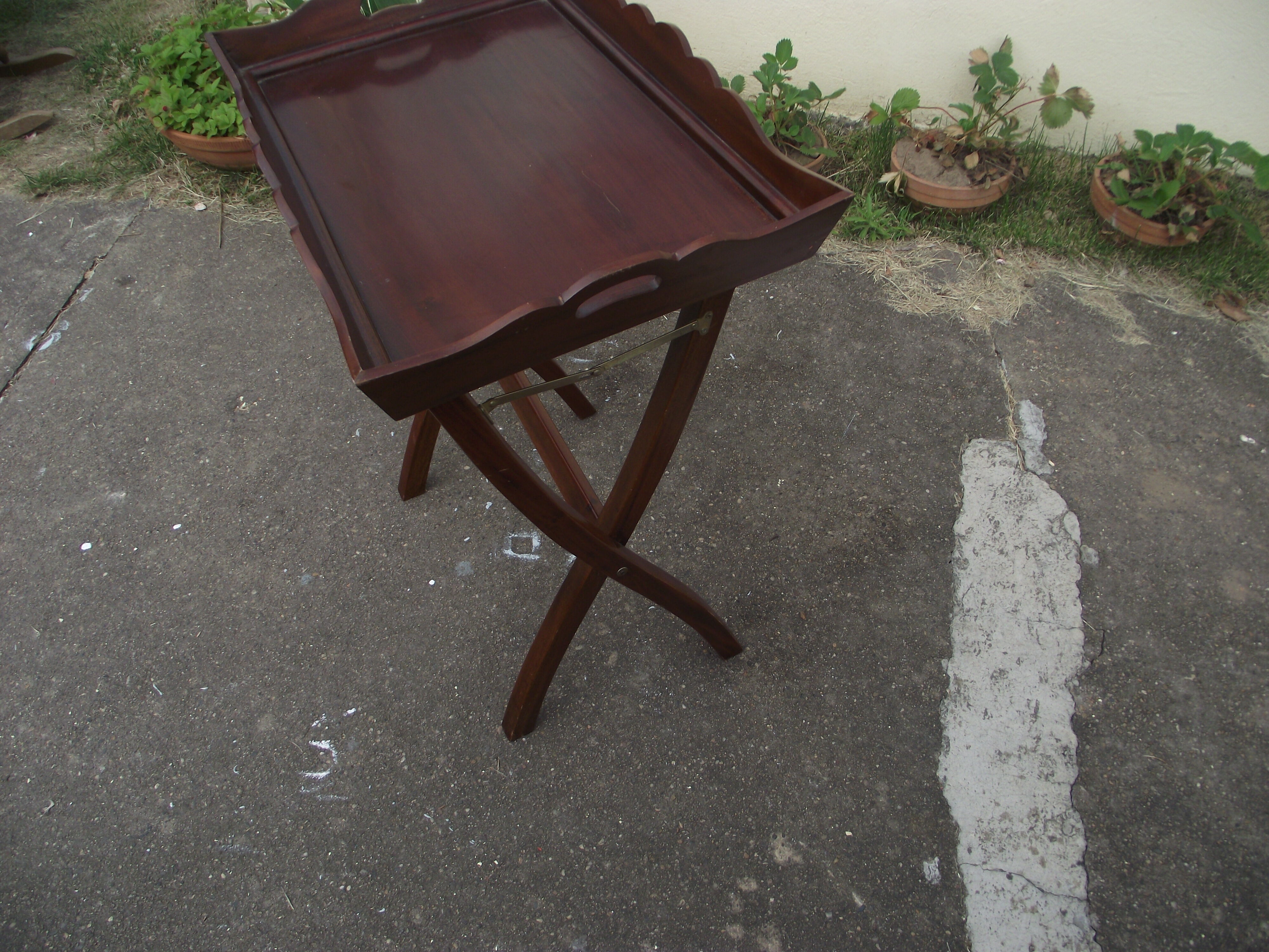 Solid mahogany folding side table