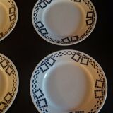 Série de quatre assiettes plates faïence P.B. Rochechouart Limoges modèle Anna