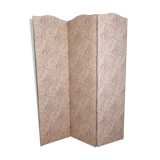 Paravent en bois et tissu, rose poudré, trois panneaux, 150 cm