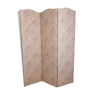 Wooden screen and fabric, powder pink, three panels, 150 cm