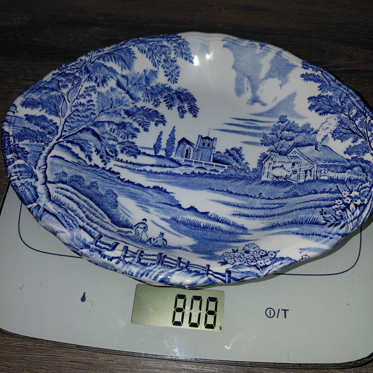 Porcelaine Lunéville - 2 petits plats paysage bleu