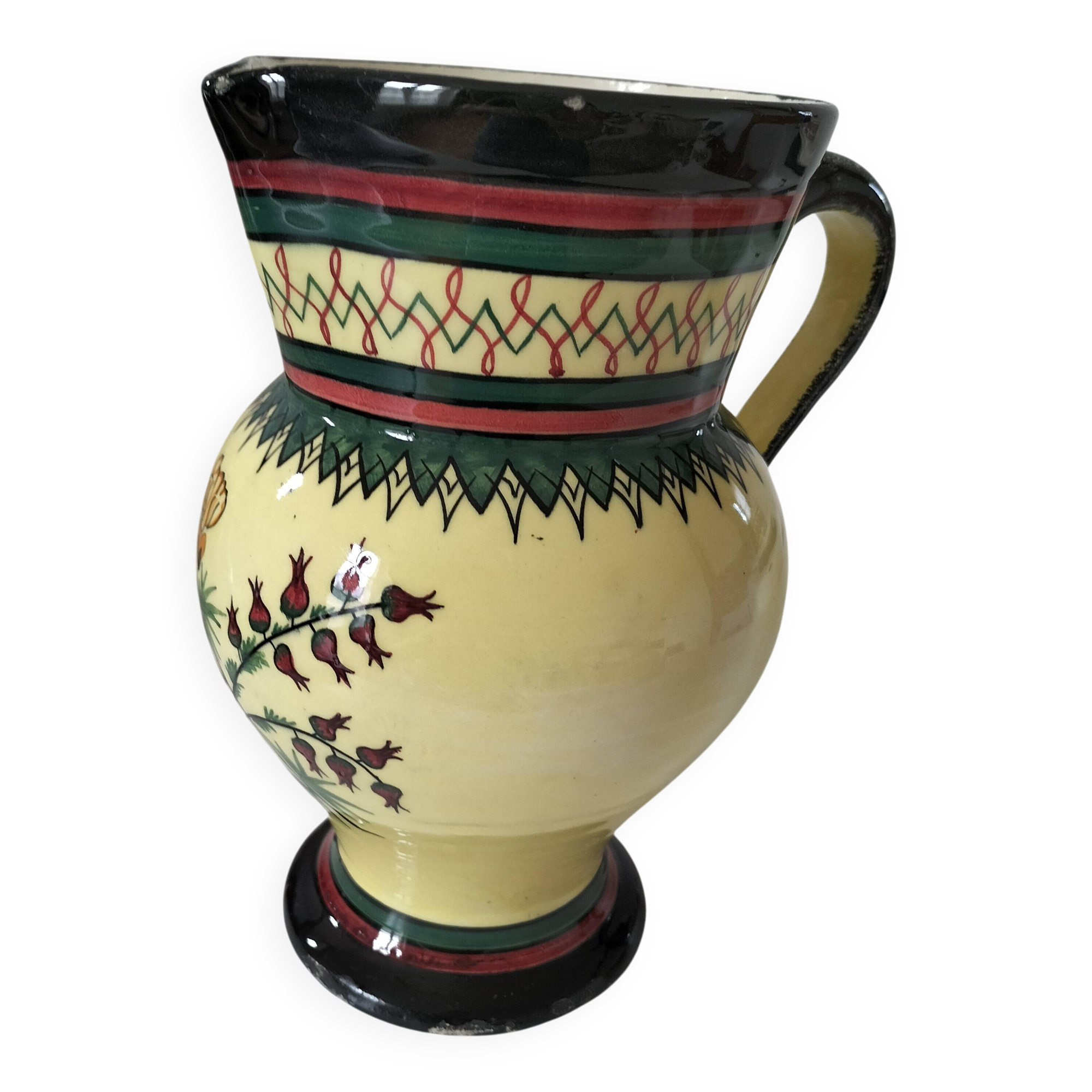 Large Henriot Quimper pitcher – circa 1930/50 – hand-painted Gorse decoration