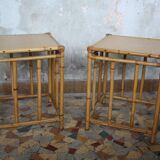 Pair of vintage rattan bedside tables