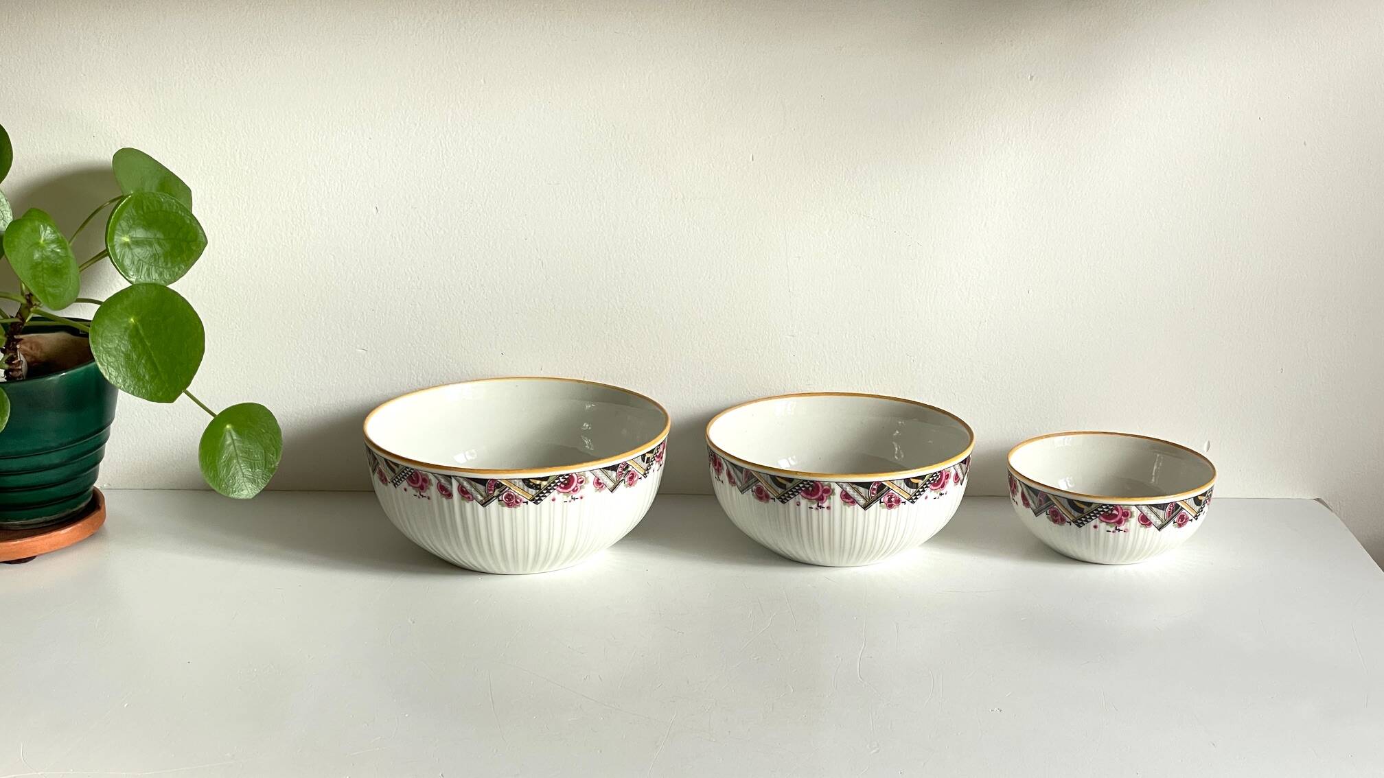 SALAD BOWLS Porcelain MEHUN Art Deco Decor