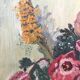 Bouquet de fleurs ancien sur panneau