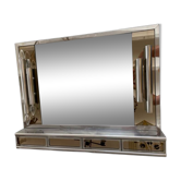 Veca glass chrome mirror and storage, spain 1970s