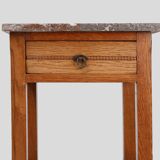 Art Deco nightstand in oak with pink marble top, France ca. 1930