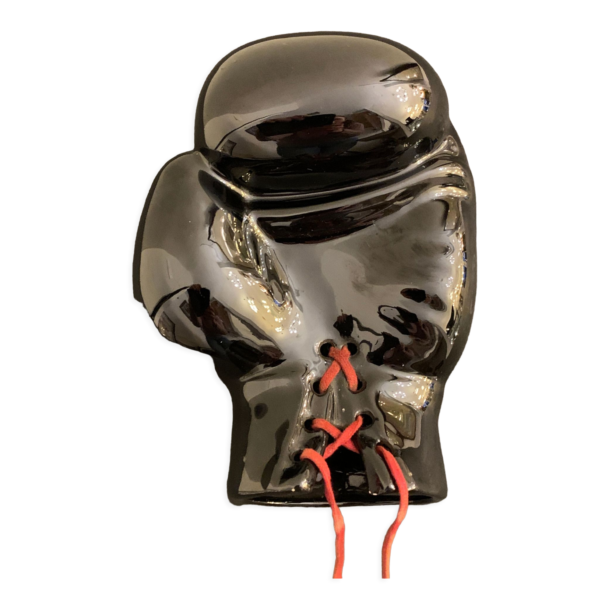 Ashtray or empty pocket in black ceramic, boxing glove JC. Peire, 1970