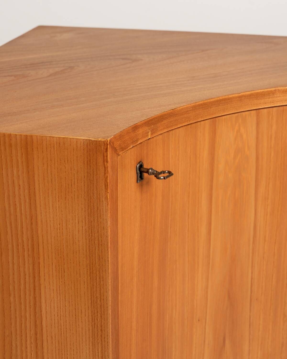 Scandinavian Elm Corner Cabinet, Mid-Century