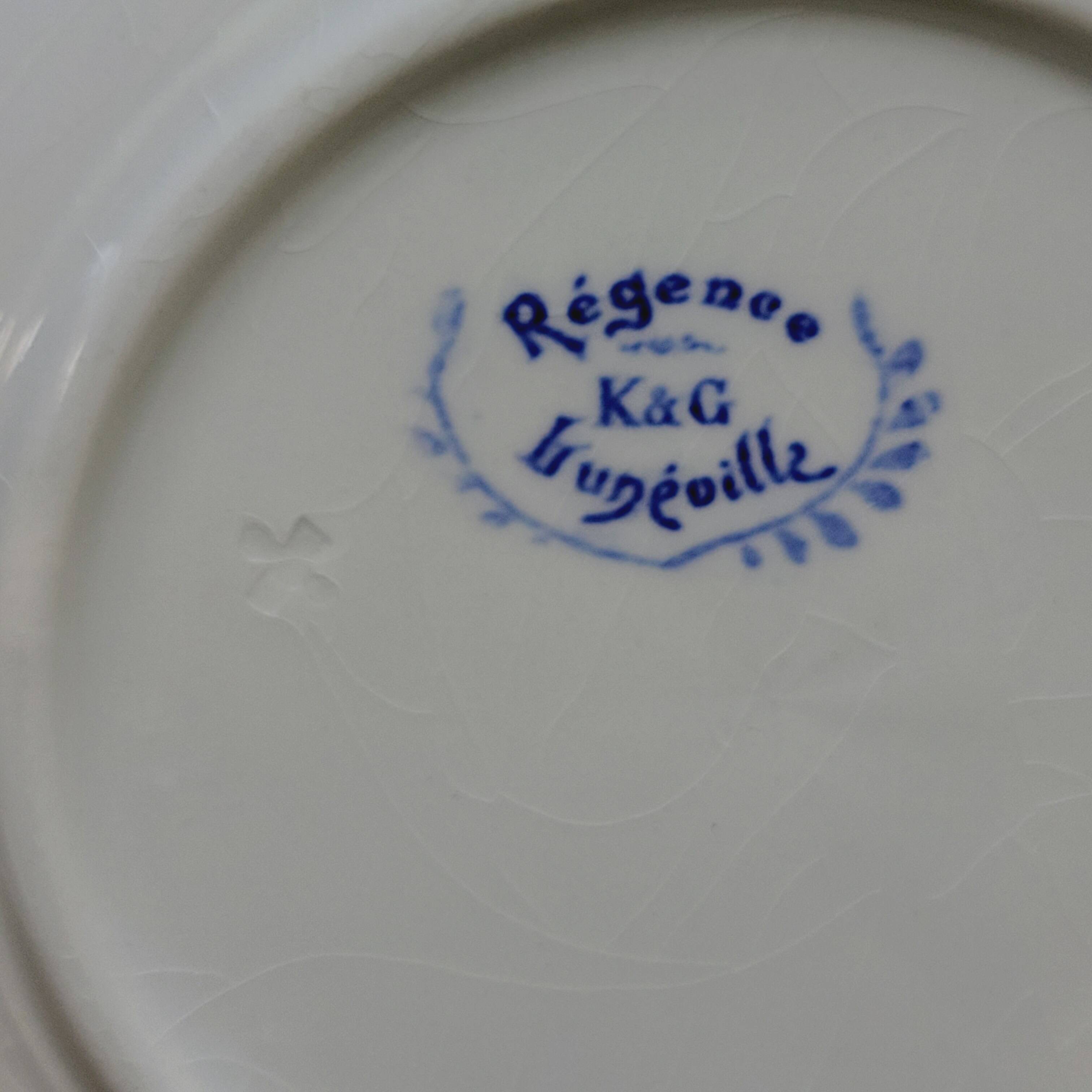 9 Antique KG Lunéville Plates, Regence Model