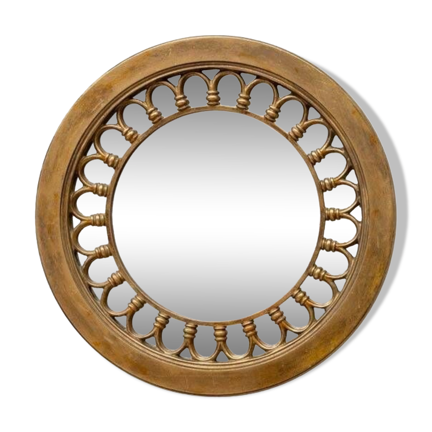 Round golden mirror