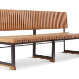 Industrial bench with seating and slatted back - 1950s