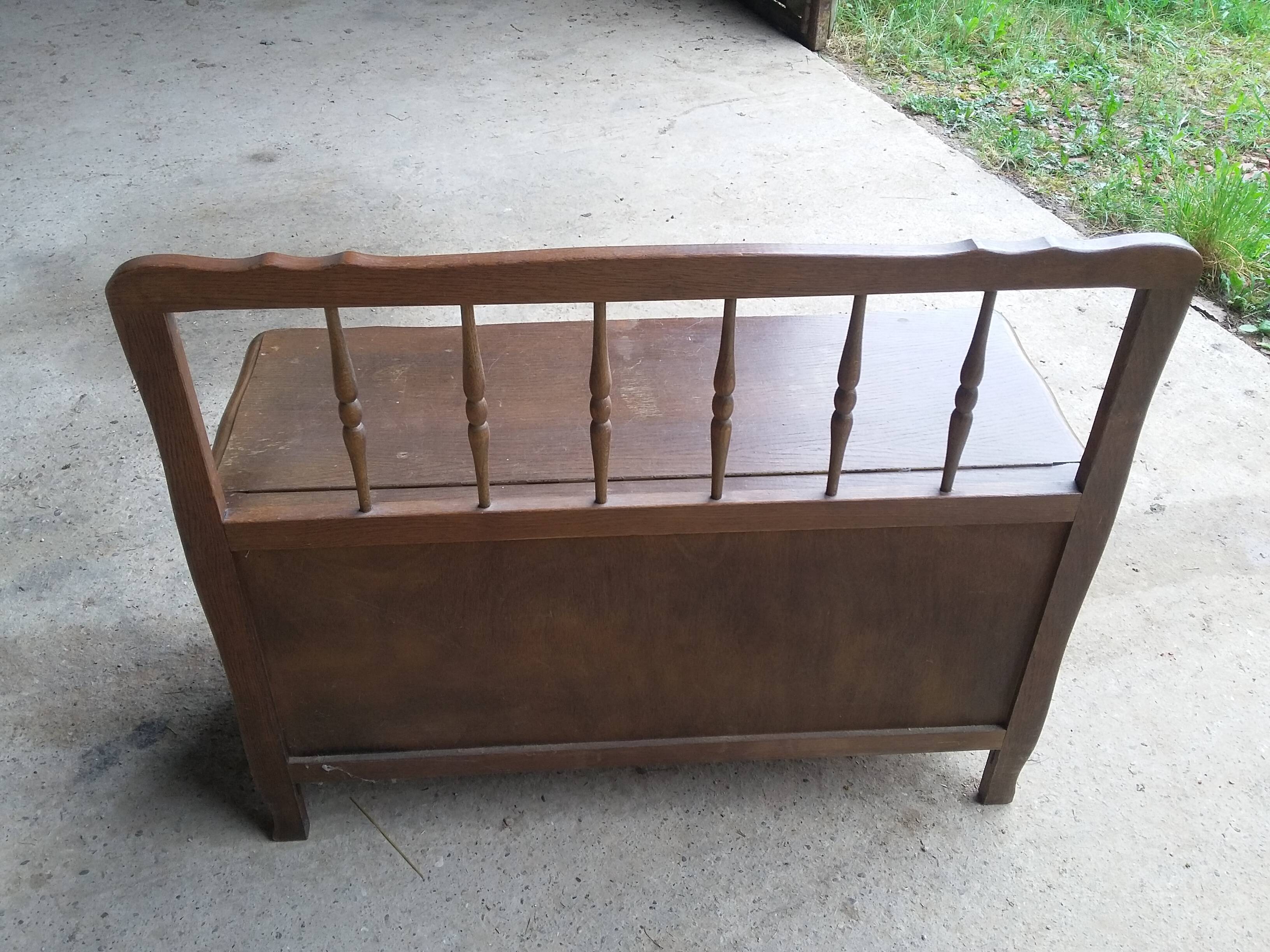 Small Oak Storage Bench - 20th Century