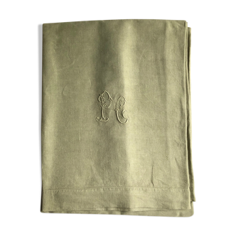 Old cloth in pure washed linen tinted in linden