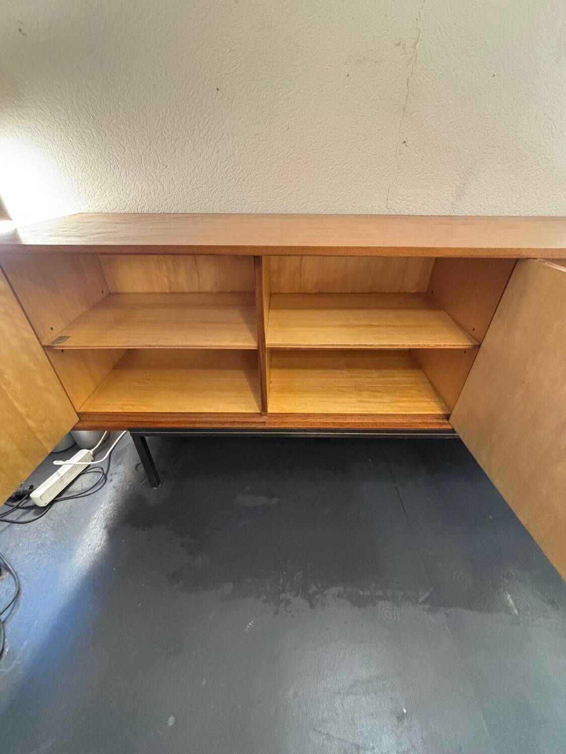 Scandinavian sideboard with 2 doors and 3 drawers in teak.
