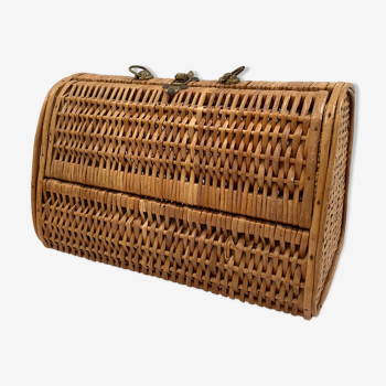 Wicker rattan basket from the 70s