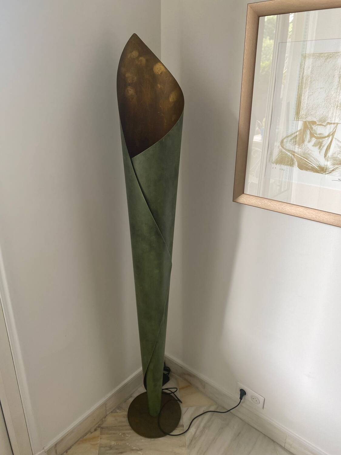 Conical floor lamp, "papyrus" model, Frédéric Vayr