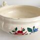 Small vintage ivory earthenware tureen with flowers, Digoin Sarreguemines