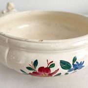 Petite soupière en faïence ivoire fleurs Digoin Sarreguemines vintage