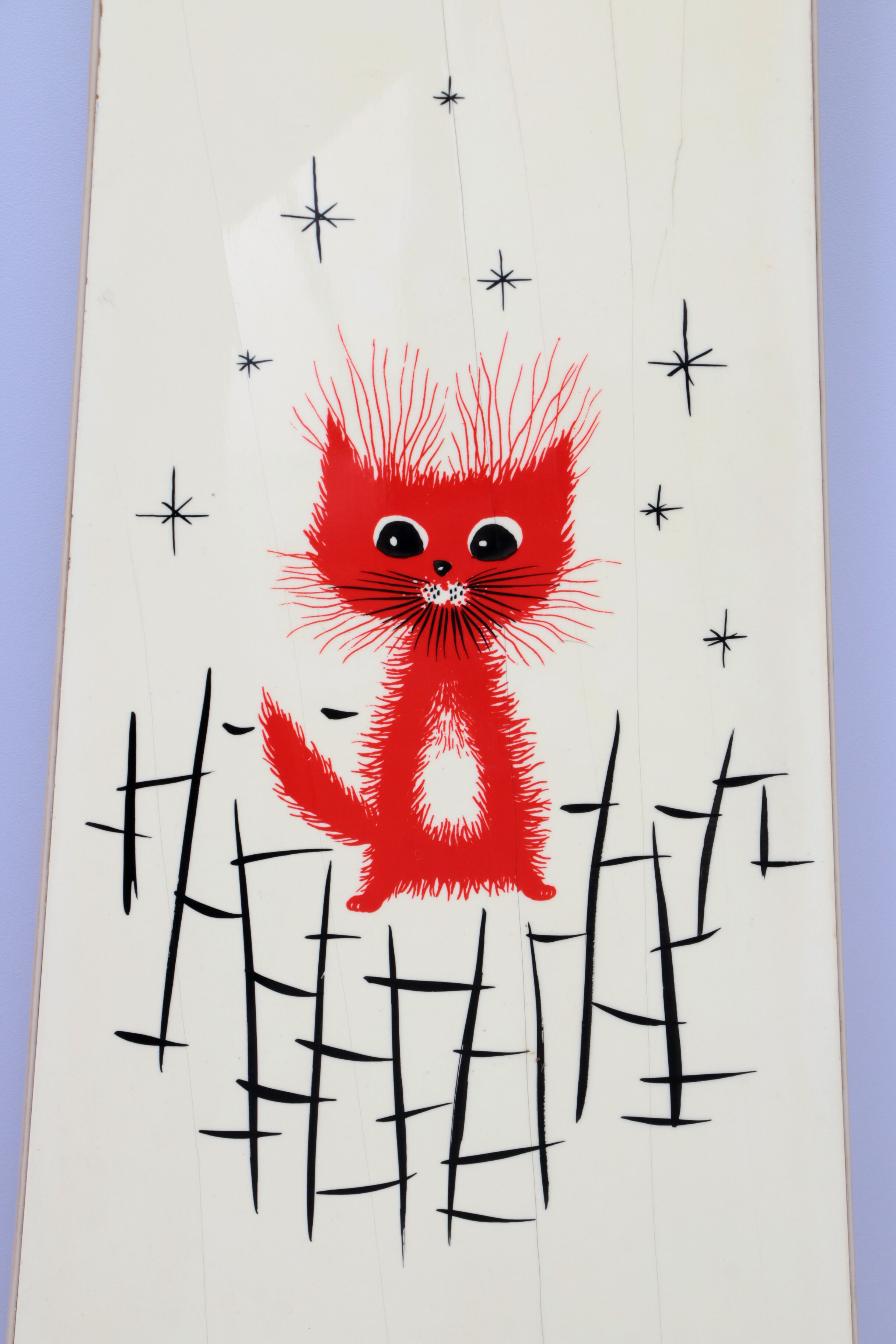 Italian wall coat rack with red cats, cream and hat rack, 1960