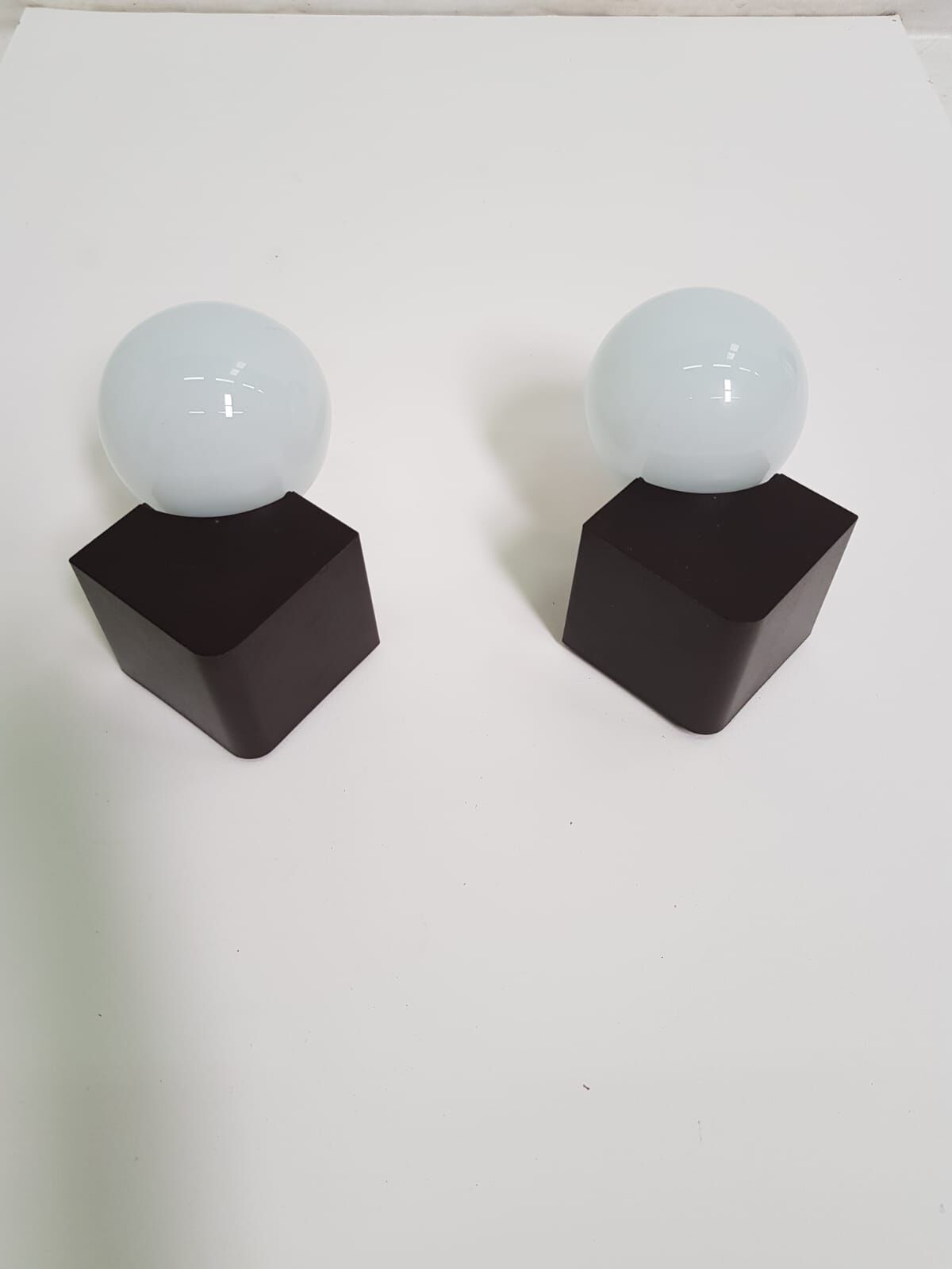Pair of vintage opalin glass and plastic wall light  from the 1970s