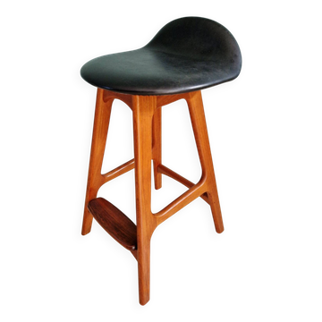 Tabouret scandinave en teck massif, design Erik Buch, Danemark, 1960