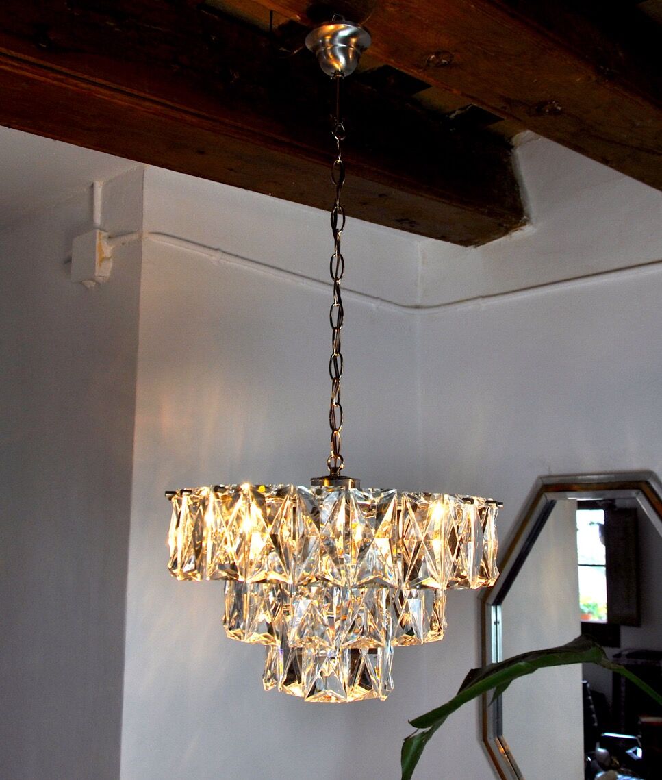 Kinkeldey chandelier 3 levels crystals Germany 1970